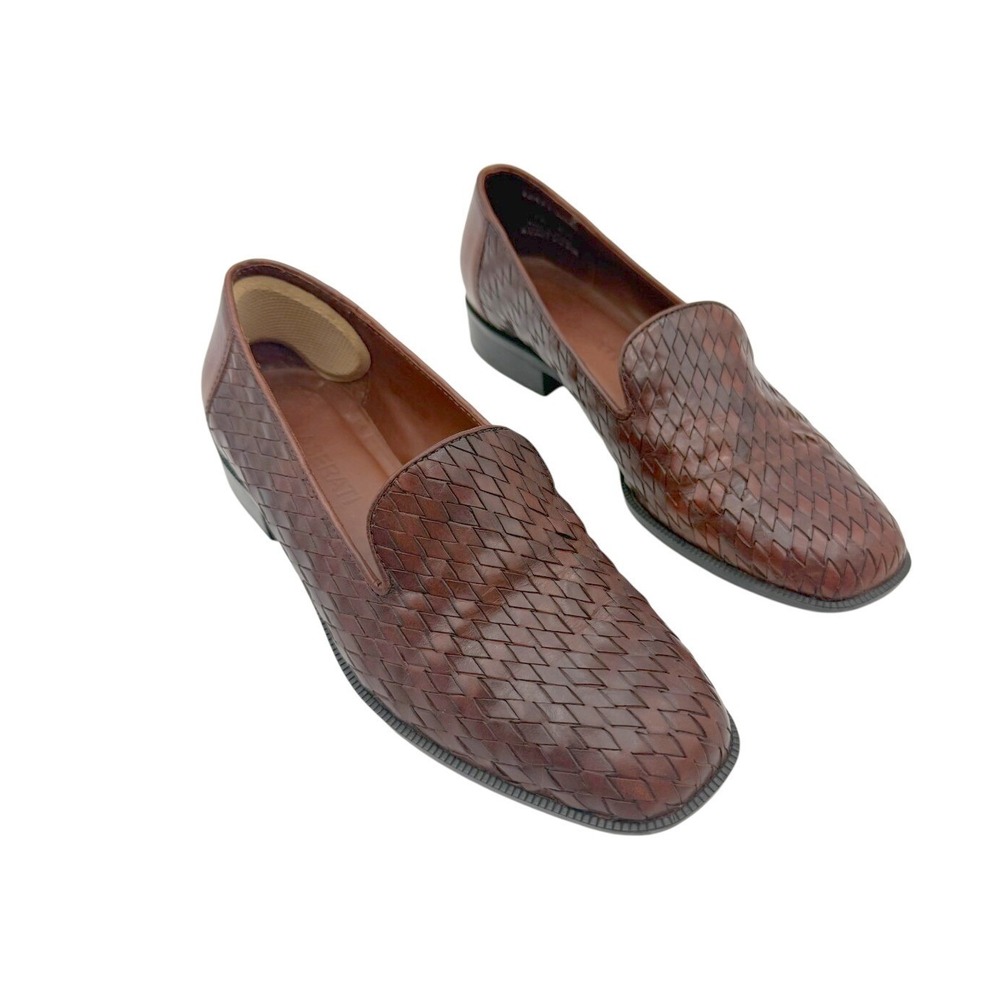 Vintage Maserati Womens Brown Danni Woven Braided Leather Loafers Size 6.5M